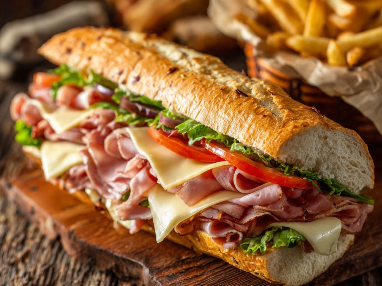 Ham & Cheese Sand + Fries