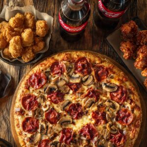# 12 - 18â€ Pizza-2 top.+20 Wings+10 Fingers + Two 2LT Soda