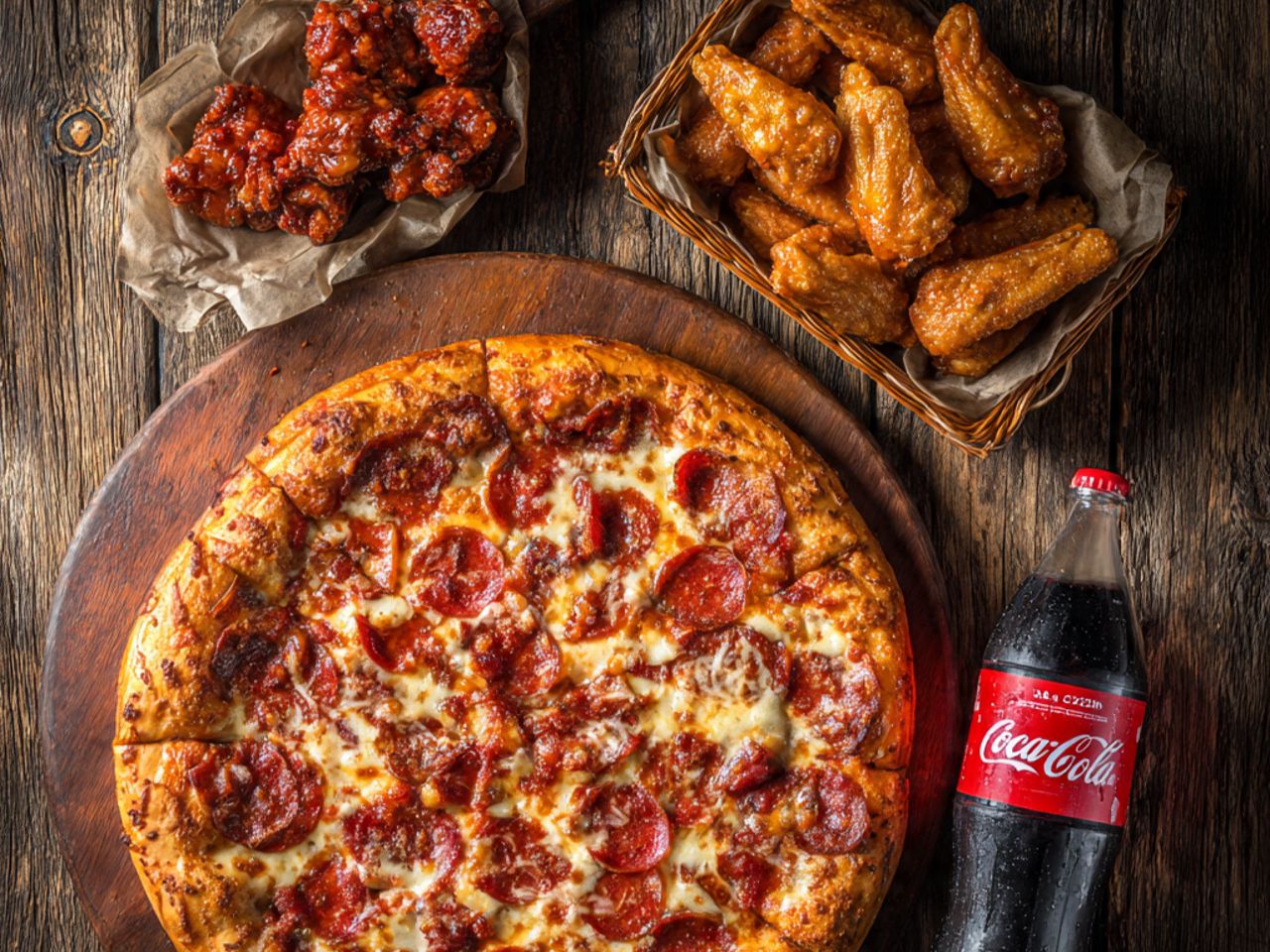 # 6 - 16â€ Pizza â€¢ 1 topping + 20 Wings  â€¢ One 2LT Soda