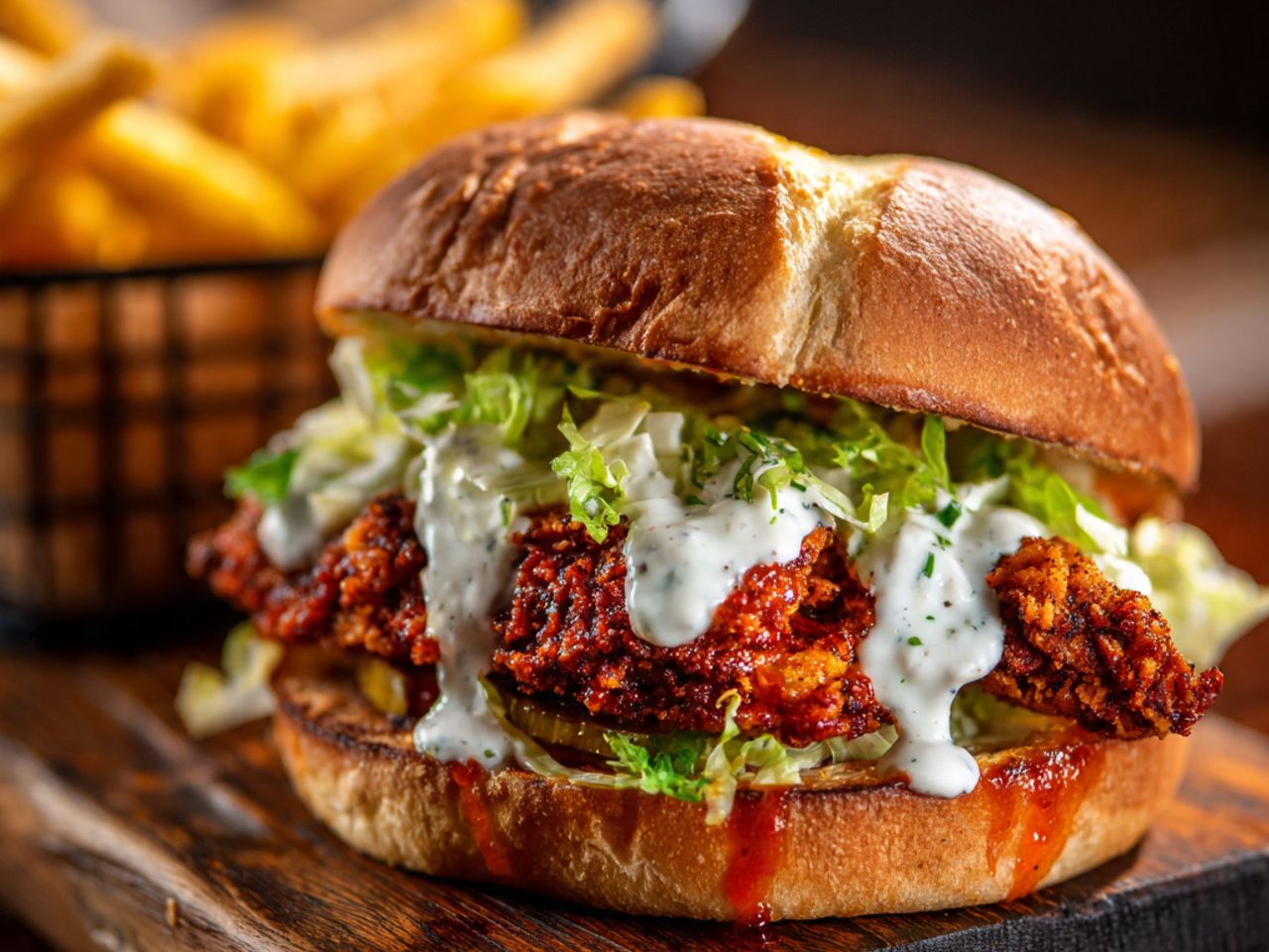 Buffalo Chicken Sandwich + Fries