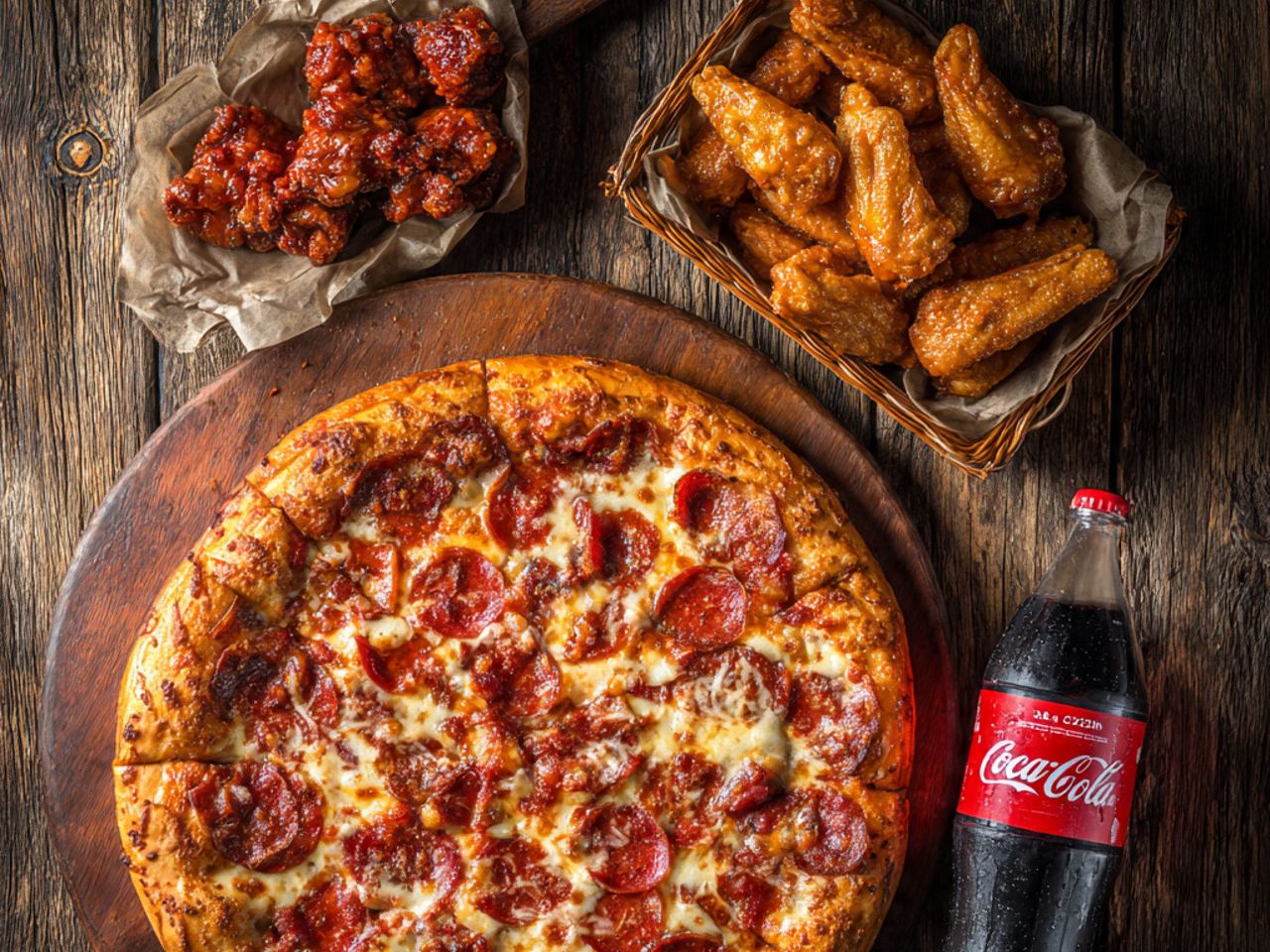 # 5 - 16â€ Pizza â€¢ 1 topping + 10 Fingers  â€¢ One 2LT Soda