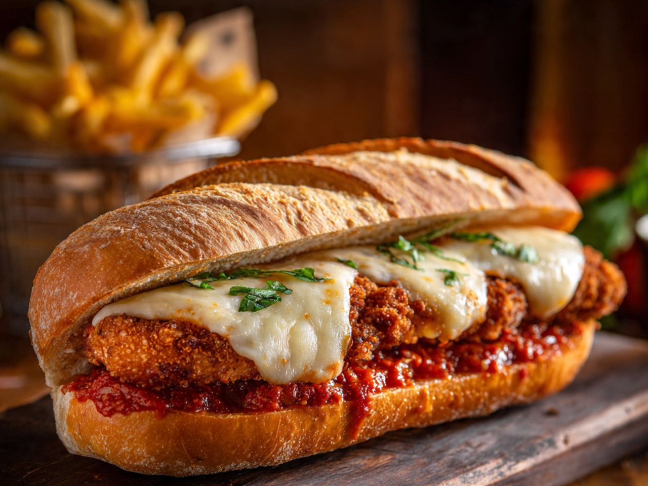 Chicken Parmesan Sand + Fries