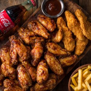 # 10 - 20 Wings  â€¢ 10 Fingers  â€¢ Bucket of Fries  â€¢ One 2LT Soda