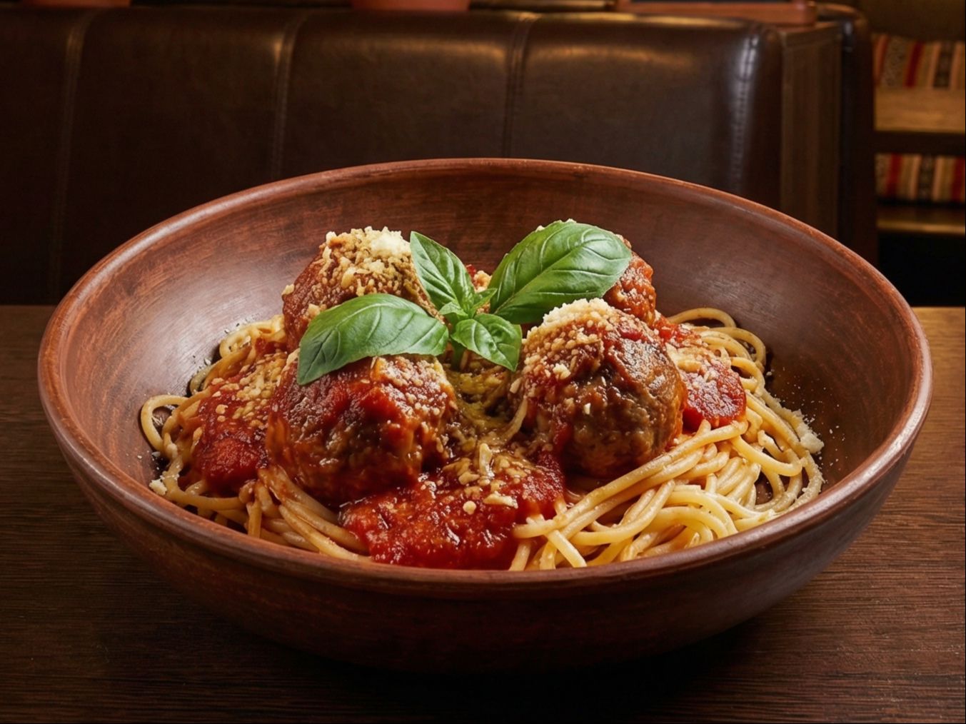 # 8 - Spaguetti & Meatballs w / Garlic Bread  â€¢ Free Can Soda