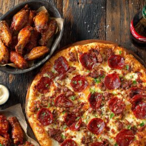# 9 - 30â€ Pizza  â€¢ 2 Toppings + 10 Fingers  â€¢ One 2LT Soda