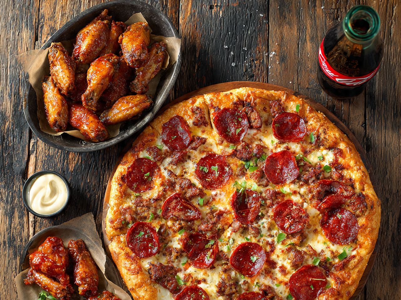 # 9 - 30â€ Pizza  â€¢ 2 Toppings + 10 Fingers  â€¢ One 2LT Soda