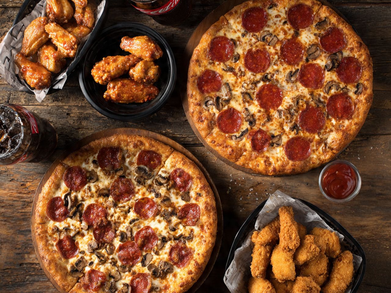 # 7 - 16â€ Pizza â€¢ 2 top. + 12 Wings â€¢ 8 Fingers + One 2LT Soda