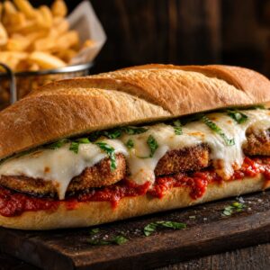 Eggplant Parmesan Sand + Fries