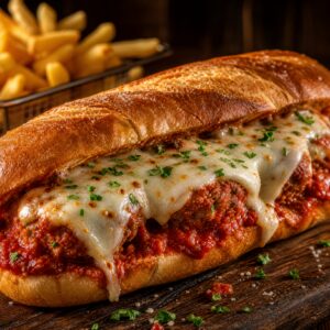 Meatball Parmesan Sand + Fries