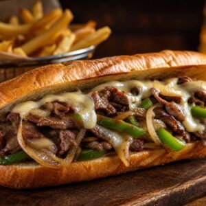 Philly Cheese steak Sand + Fries