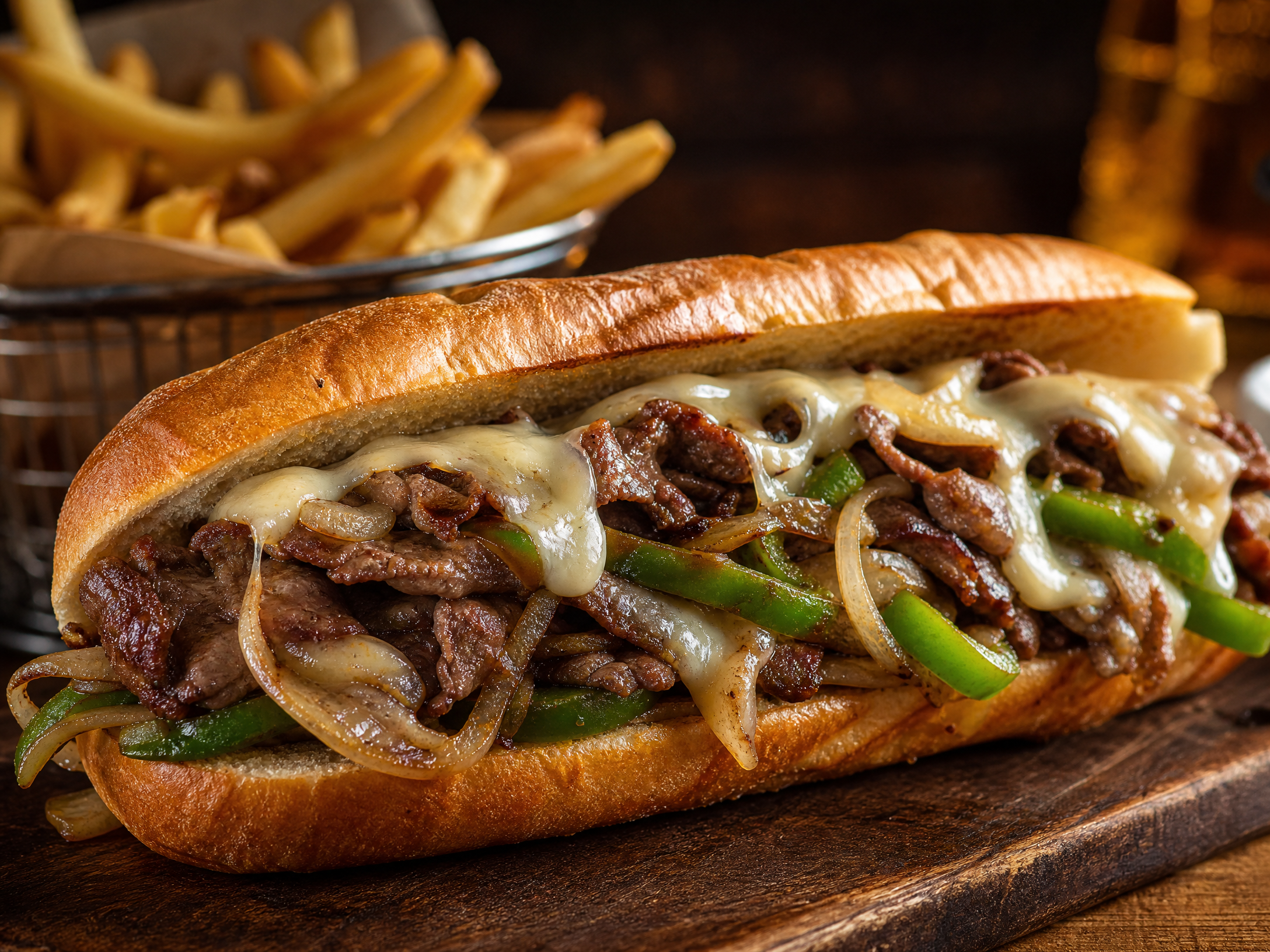Philly Cheese steak Sand + Fries