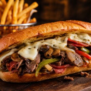 Philly Steak Bomb Sand + Fries