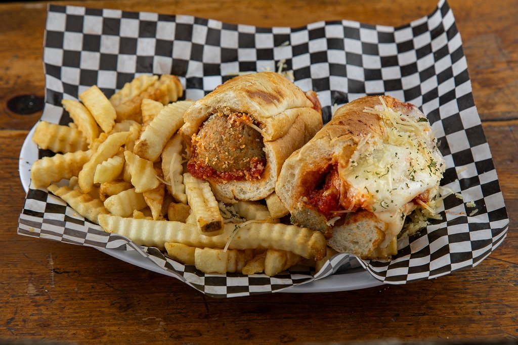 Meatball Parmesan Sand + Fries