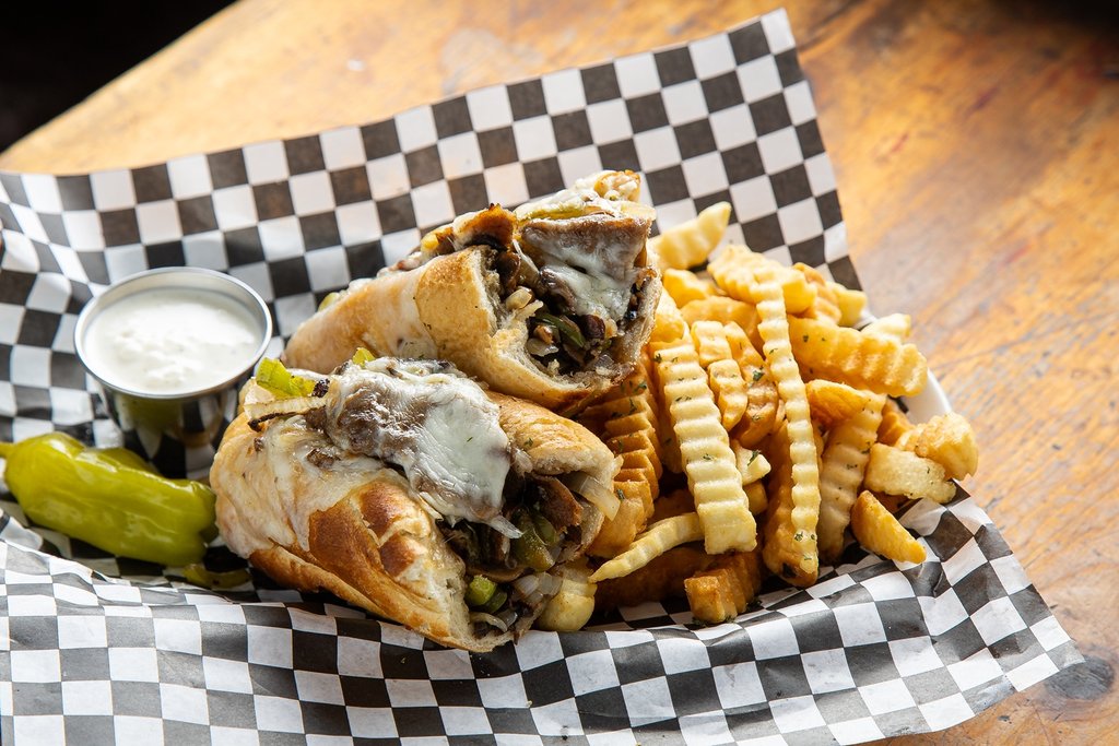 Philly Cheese Steak Sand + Fries